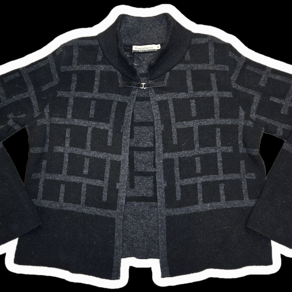 Elegant Black Geometric Cardigan